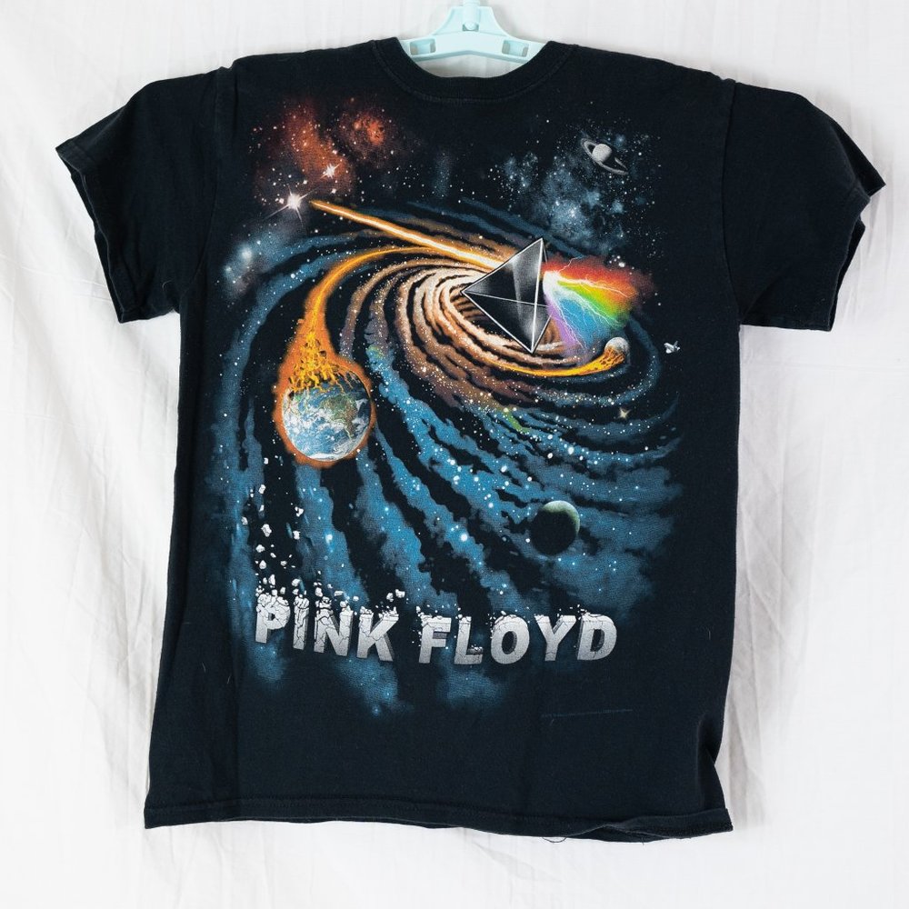 Liquid Blue Pink Floyd T Shirt Mens S Black Short Sleeve Dark Side Moon Space